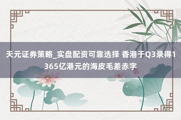 天元证券策略_实盘配资可靠选择 香港于Q3录得1365亿港元的海皮毛差赤字