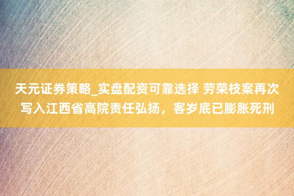 天元证券策略_实盘配资可靠选择 劳荣枝案再次写入江西省高院责任弘扬，客岁底已膨胀死刑